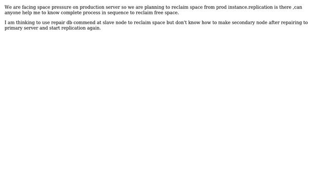 Databases: Process to reclaim free space from mongodb ,replication is there смотреть онлайн