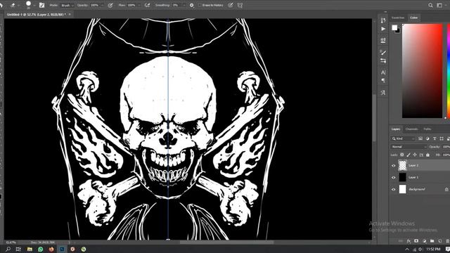 Drawing Skull in Photoshop using wacom bamboo смотреть онлайн