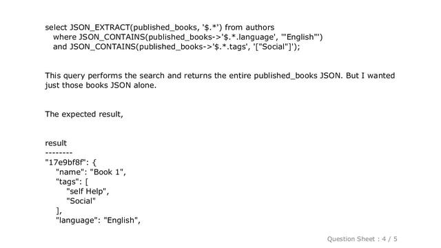 MySQL : MySQL nested JSON column search and extract sub JSON смотреть онлайн
