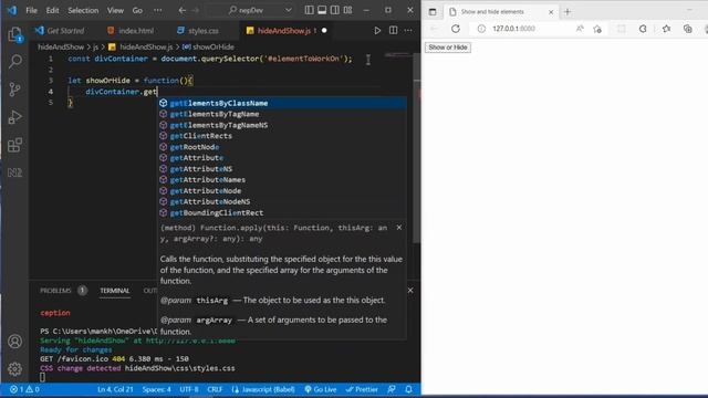 How to toggle show or hide div/element on click of button using JavaScript & CSS | Beginners guide смотреть онлайн