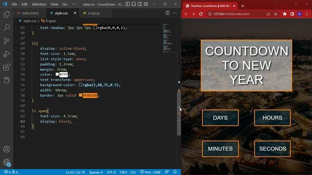 Countdown to New Year 2023 | HTML , CSS & JAVASCRIPT | New Year Countdown Timer | смотреть онлайн