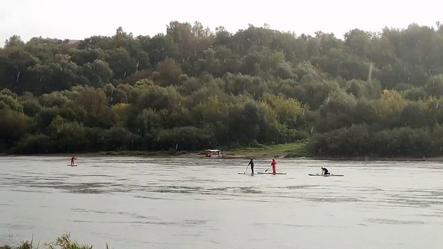 Отважные сапбордисты на Оке в осеннюю непогоду смотреть онлайн