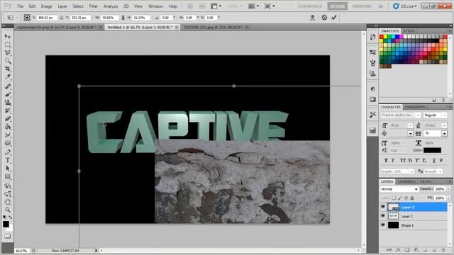 CaptiveDesigns | 3D Text Texture Overlay | Photoshop Tutorial смотреть онлайн