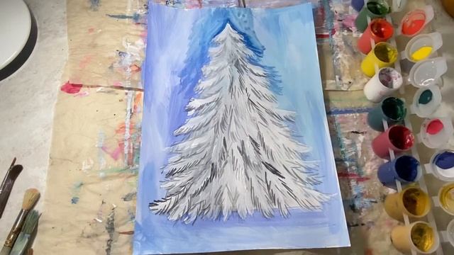 Новогодняя ёлка. Рисуем ёлку просто. Рисование для детей. Новогодний рисунок смотреть онлайн