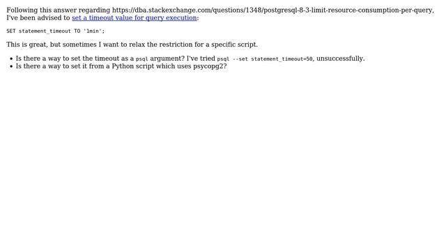 Databases: PostgreSQL: SET-ing from psql arguments (2 Solutions!!) смотреть онлайн