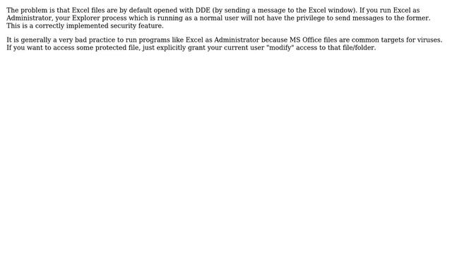 Running Excel 2007 as admin on Windows 7 causes "There was a problem sending the command to the... смотреть онлайн