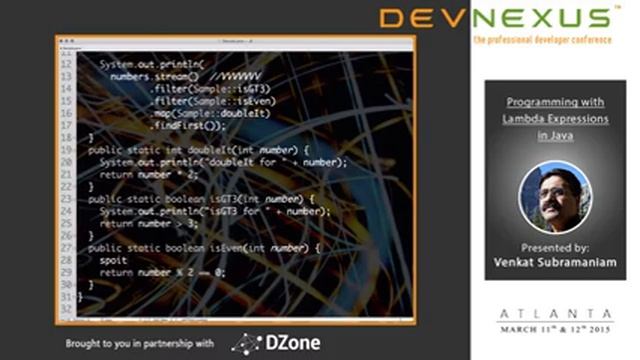 Devnexus 2015 - Programming with Lambda Expressions in Java - Venkat Subramaniam смотреть онлайн