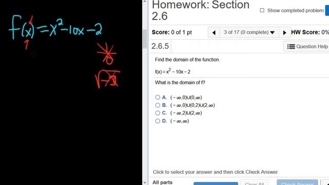 Domain of f(x) = x^2 - 10x - 2 MyMathlab Homework смотреть онлайн