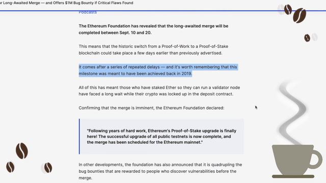 Ethereum Reveals Date for Long-Awaited Merge! [ Crypto Espresso 08.25.22 ] смотреть онлайн