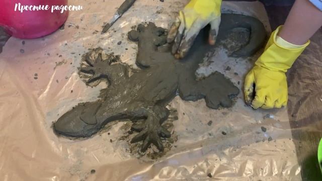 Ящерица из цемента для сада своими руками.Из цемента поделки. смотреть онлайн