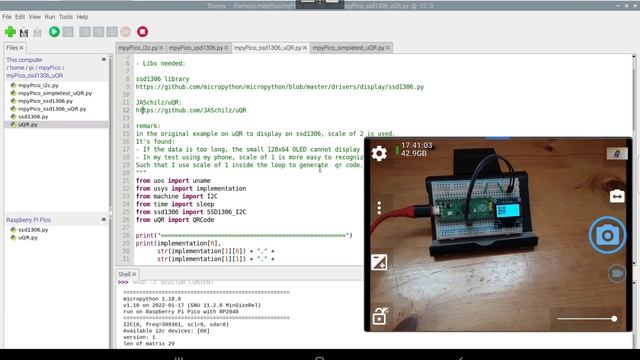 Raspberry Pi Pico/MicroPython generate QR Code and display on SSD1306 I2C OLED смотреть онлайн