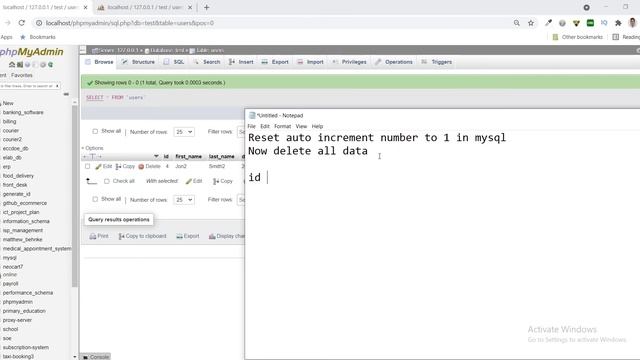 Reset auto increment number to 1 in MySQL -phpmyadmin смотреть онлайн