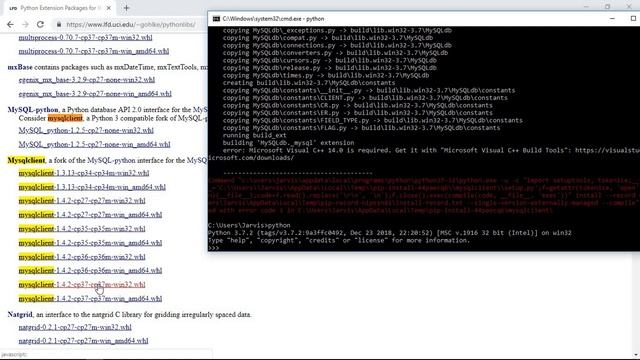 Solving mysqlclient error in Microsoft Visual C++ 14.0 is required смотреть онлайн