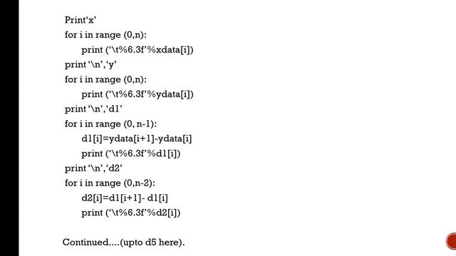 PYTHON program for DIFFERENCE TABLE. смотреть онлайн