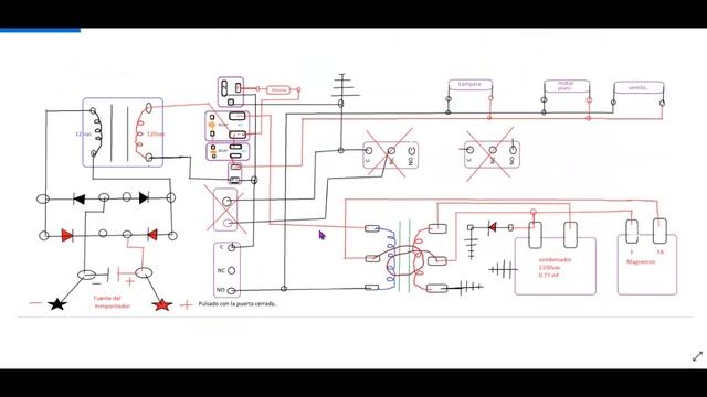 CIRCUITO ELECTRICO DE MICROONDAS,  Componentes, Alternativa Modificada. Marcha  SHARPS.