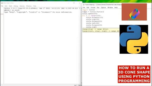 HOW TO RUN A 3D CONE SHAPE USING PYTHON PROGRAMMING смотреть онлайн