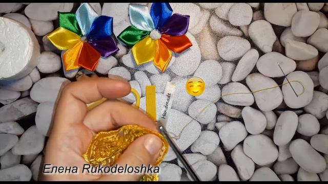 МК//Резиночки "Смайлики РАДУГА"//Самый простой лепесток канзаши//DIY смотреть онлайн