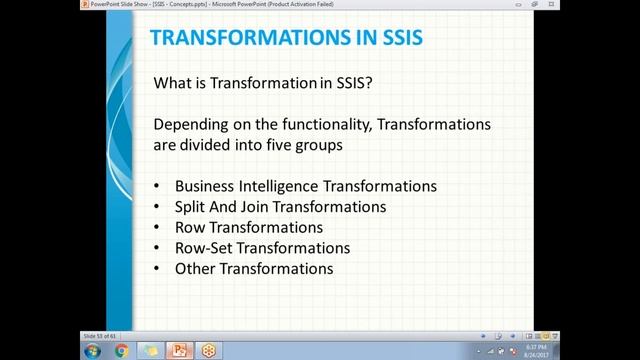 TYPES OF TRANSFORMATIONS IN SSIS | SSIS TUTORIAL FOR BEGINNERS смотреть онлайн
