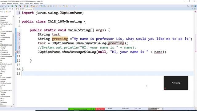 JAVA, INTRODUCTION, CH1 E16MyGreeting, put a predefined question as inputbox prompt, display output смотреть онлайн