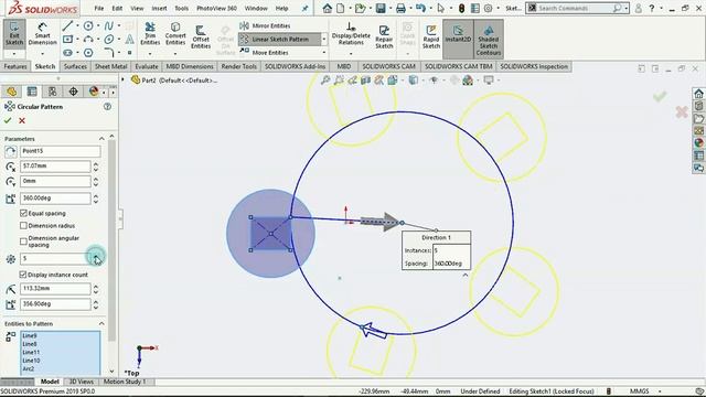 Solidworks Tutorial for Beginners #25: Circular Sketch Pattern. [2019] смотреть онлайн