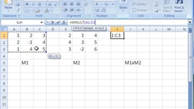 Multiply Matrices with Excel function MMULT смотреть онлайн