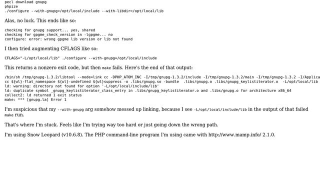 Apple: How do I install the GnuPG PHP extension? смотреть онлайн