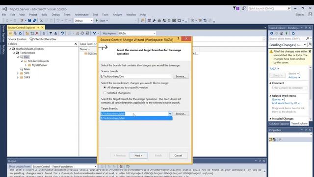 How to Merge code between different branches in TFS 2015 - Team Foundation Server 2015 Tutorial смотреть онлайн