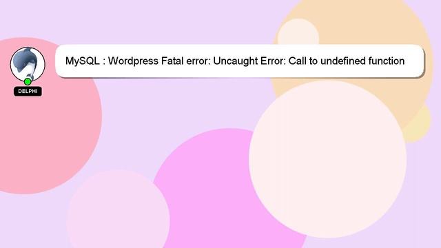 MySQL : Wordpress Fatal error: Uncaught Error: Call to undefined function mysql_connect() in /wp-in смотреть онлайн