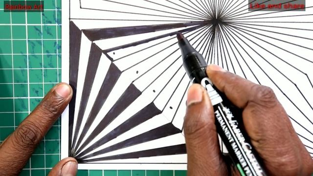 How to draw black and white 3D illustration /geometric design /rainbow art смотреть онлайн
