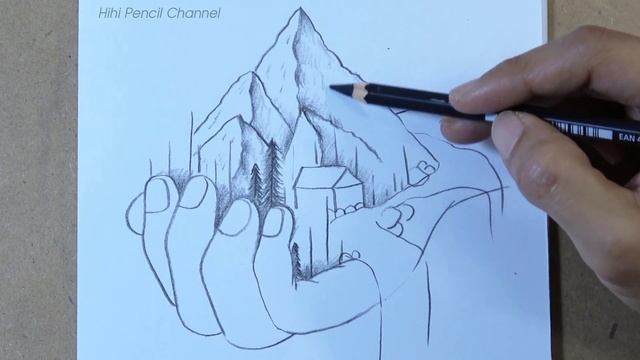How to Draw Mountain Landscape Scenery in hand Step by Step | Pencil Drawing смотреть онлайн