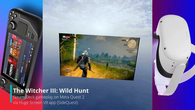Playing WITCHER III On The Steam Deck Through The Oculus Quest 2 Via Huge Screen VR App (SideQuest)