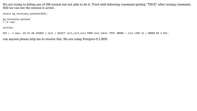 Databases: Not a able to kill the DB session in Postgres RDS смотреть онлайн