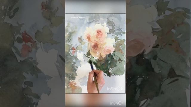 Розы. Марина Ласаева. #watercolor #aquarelle #art #painting #watercolourpainting