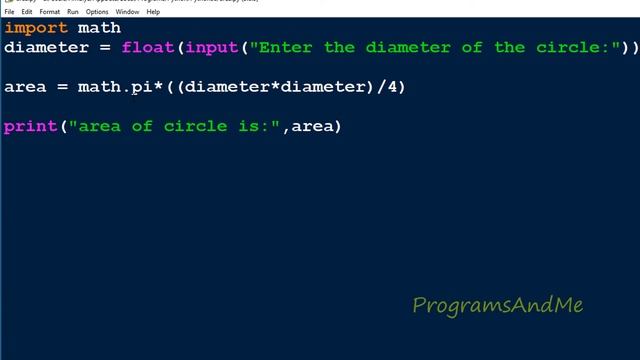 Python Program To Calculate Area Of Circle Using Diameter And Circumference смотреть онлайн