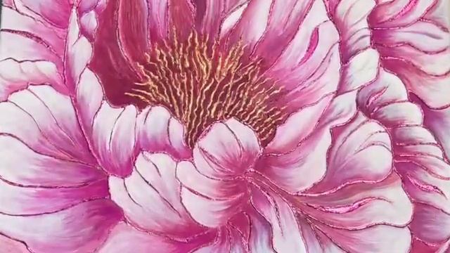 (N12)0Acrylic Painting PEONY/EpoxyResin~ART~РисуюПИОН~Акрил/Эпоксидная смола ~ResinArtEpoxy~