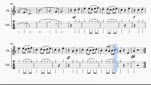 Waltz Nº 2 de Shostakovich Tablatura Partitura de Ukelele Punteo Tabs смотреть онлайн