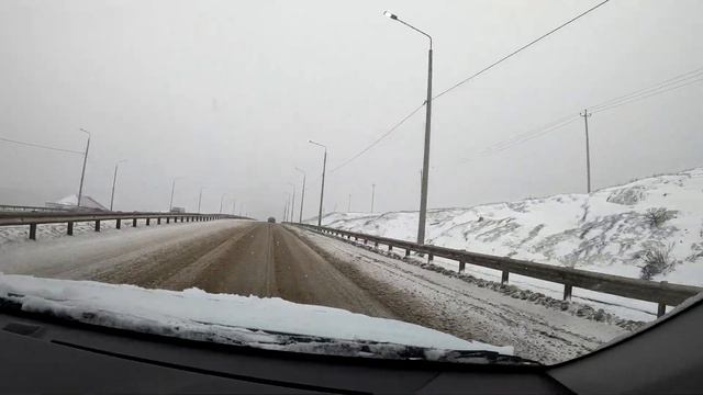 Самый снежно холодный день в Махачкале ( дорога Махачкала Агачаул Махачкала) смотреть онлайн