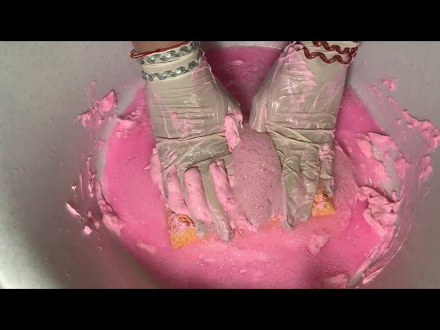 ASMR/mushy Pink Soap/sponge/relaxing Sounds #soap #soakedsoap #mushysoap #sponge