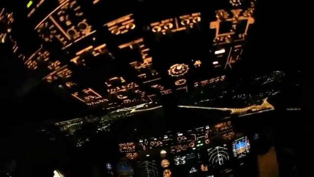 Ночная посадка Boeing 737 из кабины пилота смотреть онлайн
