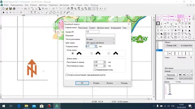 Тренировочная Азимутальная дистанция в OCAD9 смотреть онлайн