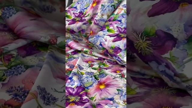 Атлас матовый, розовый цветочный принт, Купить на сайте Https://tkani-agent.ru/catalog