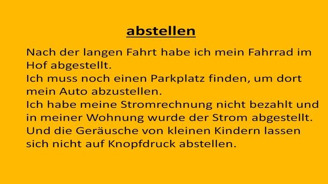 значение немецких глаголов: Stellen, Anstellen Und Abstellen