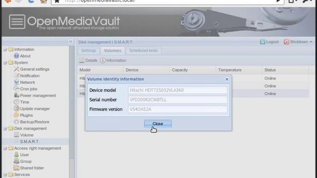 OpenMediaVault - S.M.A.R.T. management смотреть онлайн