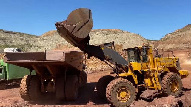 Volvo L330E Wheel Loader Loading Caterpillar Dumpers - Sotiriadis Mining Works