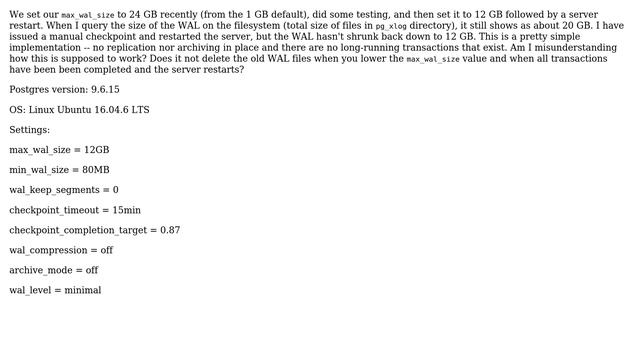 Databases: Expecting Postgresql WAL to shrink in size but it's not смотреть онлайн