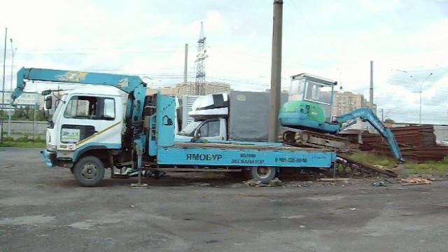 Манипулятор - съезд мини экскаватора по #сходням ( аппарелям) смотреть онлайн