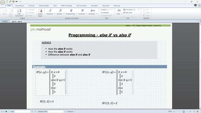 Programming: "else if" VS. "also if" in Mathcad Prime смотреть онлайн