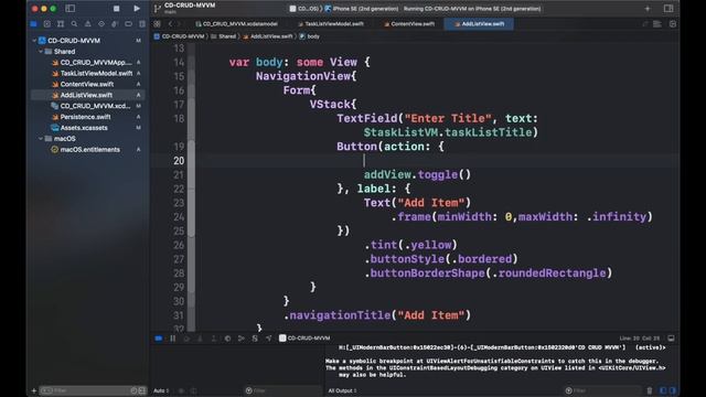 Core Data MVVM Architecture (CRUD Method) using Combine Framework in SwiftUI смотреть онлайн