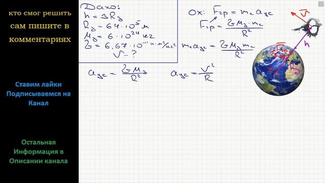 Физика Вычислить скорость движения спутника по круговой орбите, высота которой над поверхностью смотреть онлайн