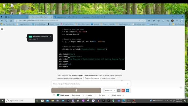 Second order system simulation using chatGPT and Python смотреть онлайн
